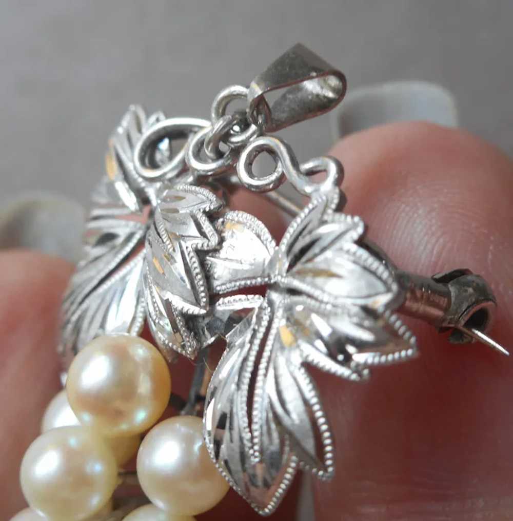 Mid Century Japan Akoya Pearls Sterling Silver Pe… - image 6