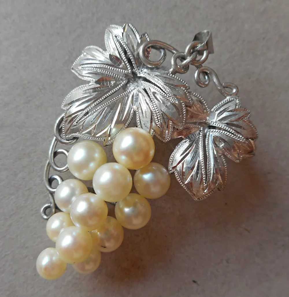 Mid Century Japan Akoya Pearls Sterling Silver Pe… - image 8