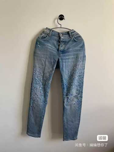 Amiri Amiri Rhinestone splashed blue jeans