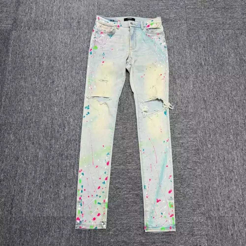 Amiri Amiri blue splashed ink ripped jeans - image 1