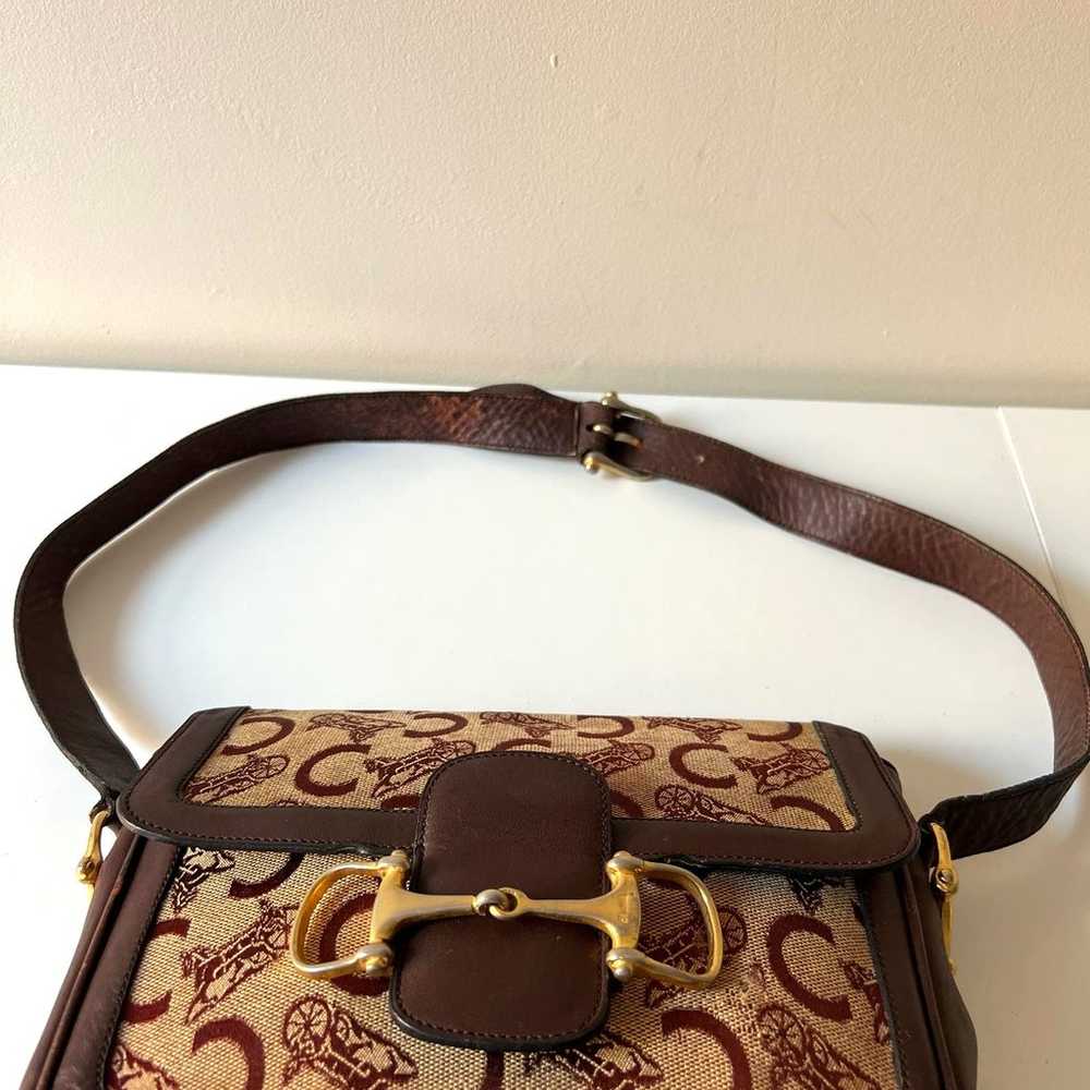 CELINE Horsebit Carriage Brown Leather Shoulder B… - image 10