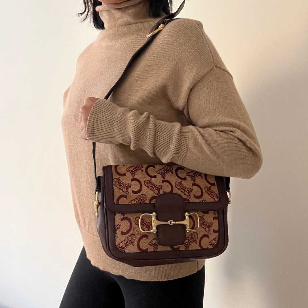 CELINE Horsebit Carriage Brown Leather Shoulder B… - image 12