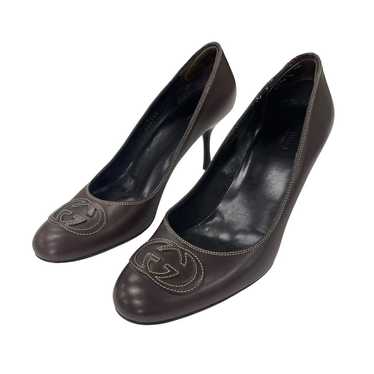 Vintage Gucci Interlocking G Logo Pumps Brown Leat