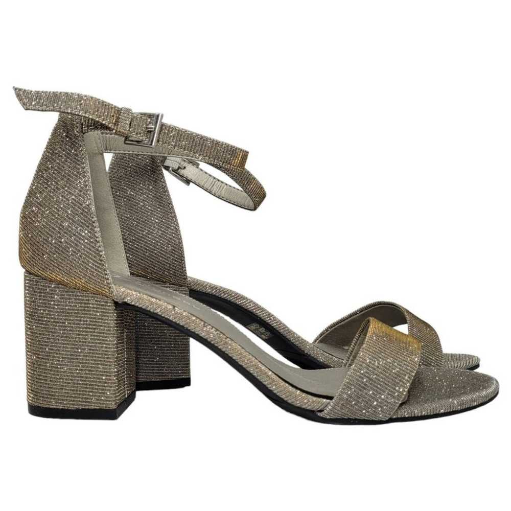 CL Laundry Gold Silver Square Heel Ankle Strap Op… - image 1