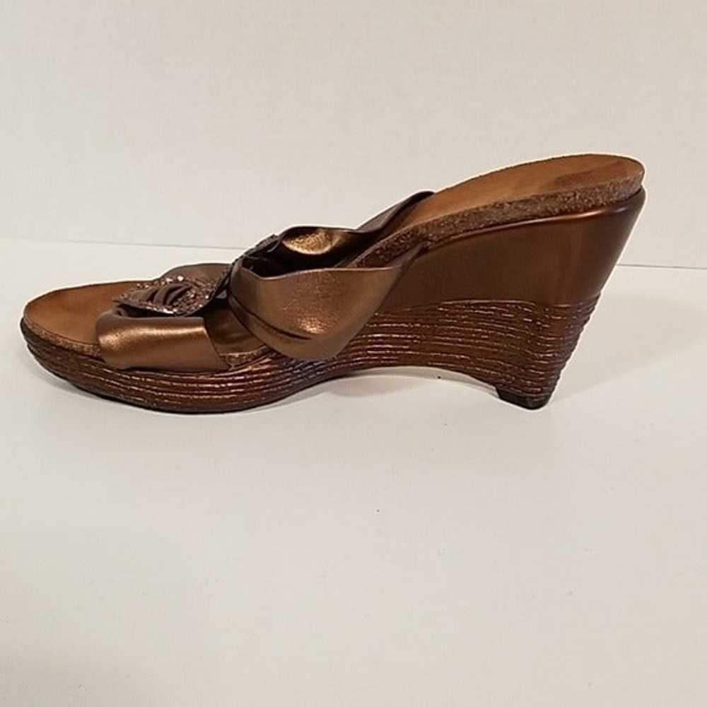 Vintage Italian Embellished Copper Leather Wedge … - image 4