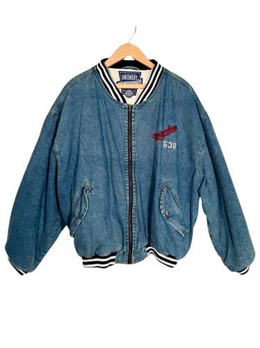 UNIONBAY Varsity Logo Bomber Denim Jacket - XL- 19