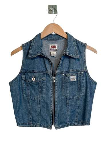 UNIONBAY Cropped  Zip Front Denim Vest - Large - 1