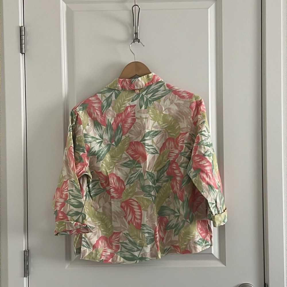 Preston & York 100% Linen Blouse - Multi / Tropic… - image 4