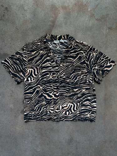 90's Zebra Print Camp Collar Short Sleeve Shirt—[M