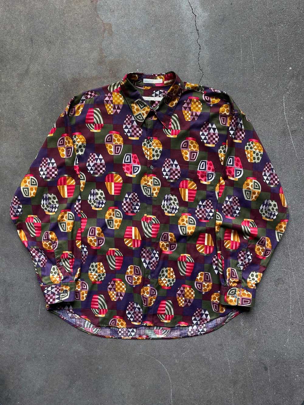 90's Perry Ellis Geometric Vessel Shirt—[XL] - image 1