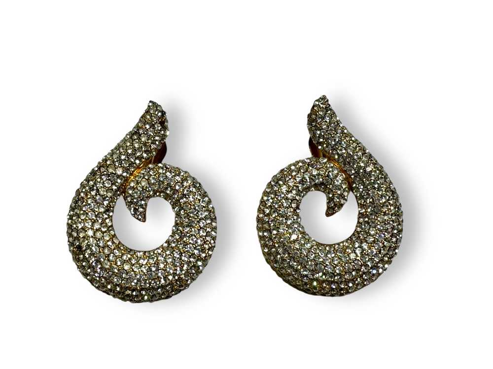 1980s Diamanté Swirl Earrings - image 1