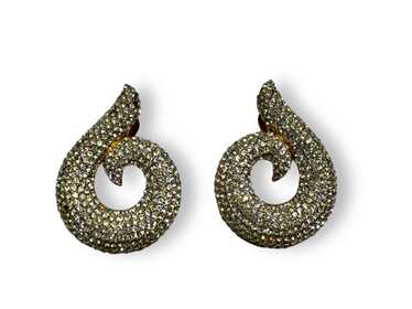 1980s Diamanté Swirl Earrings - image 1