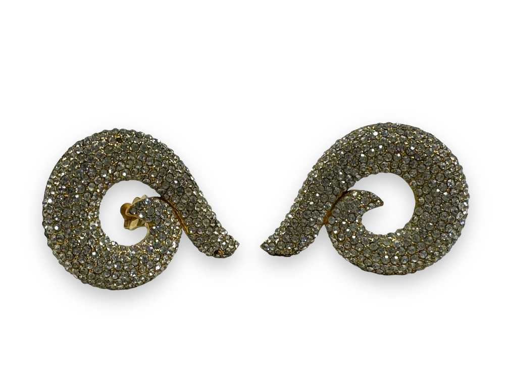 1980s Diamanté Swirl Earrings - image 2