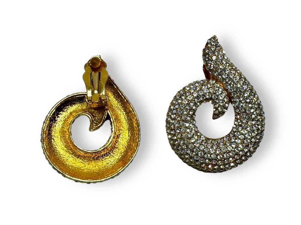 1980s Diamanté Swirl Earrings - image 4