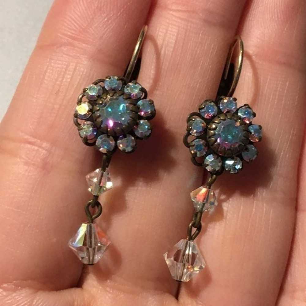 Liz paiacios Vintage rhinestone flower Earrings - image 2