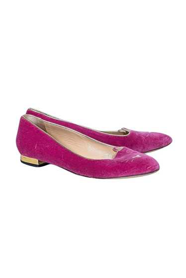 Charlotte Olympia - Pink Velvet Cat Loafers Sz 10.