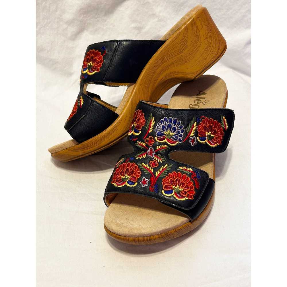 Other Alegria Lin Leather Embroidered Wedge Sanda… - image 1