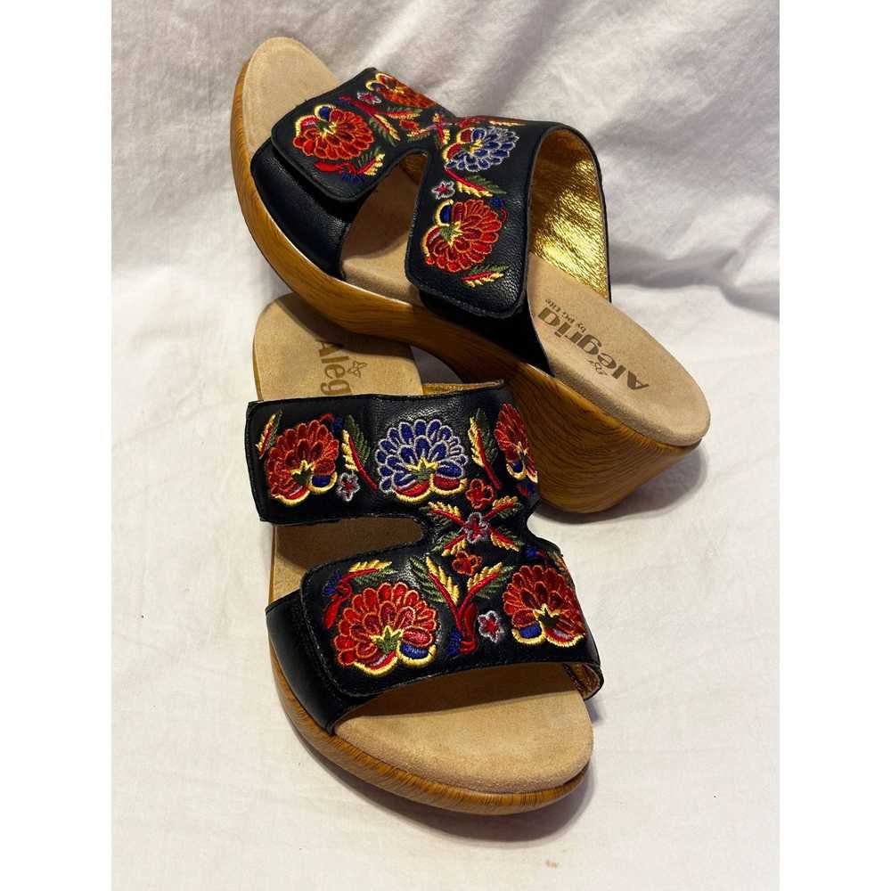 Other Alegria Lin Leather Embroidered Wedge Sanda… - image 2