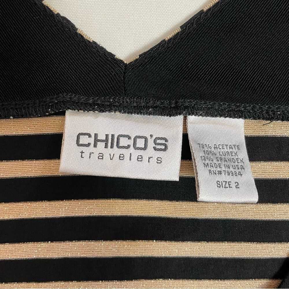 Chicos Chico's Travelers Black Gold Striped Short… - image 6