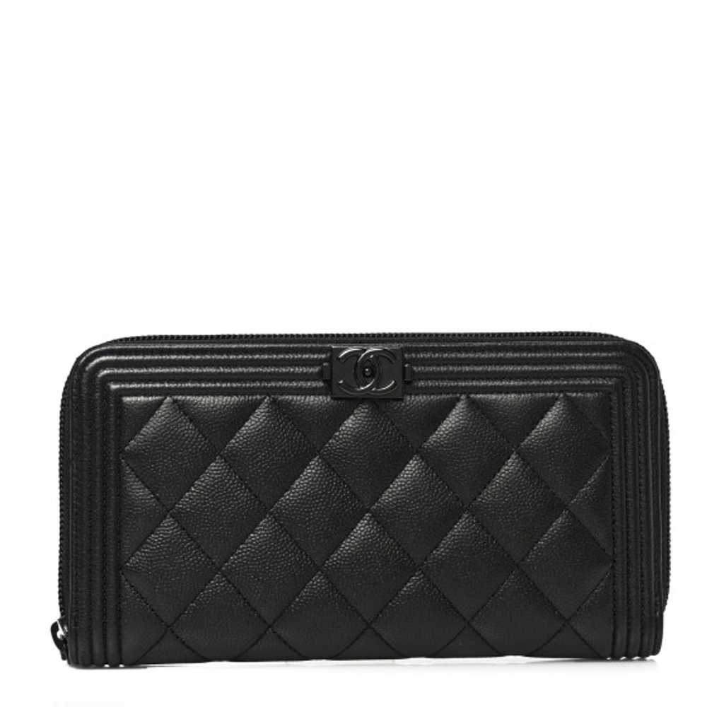 CHANEL Caviar Quilted Boy Zip Around Organizer Wa… - image 1