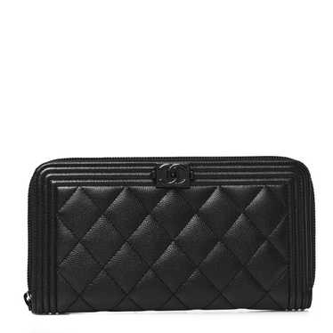 CHANEL Caviar Quilted Boy Zip Around Organizer Wa… - image 1