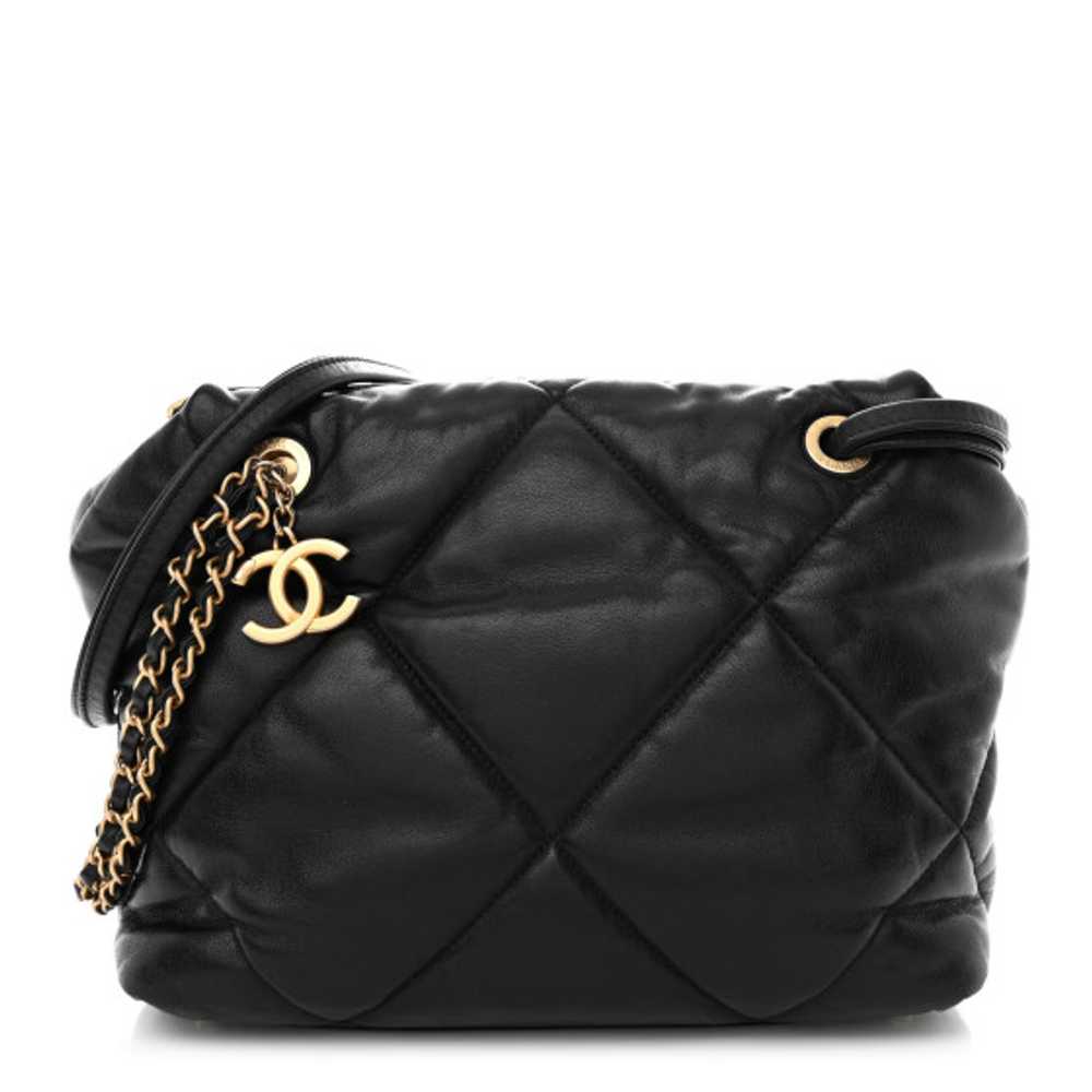 CHANEL Lambskin Quilted Medium Bowling Bag Black - image 1