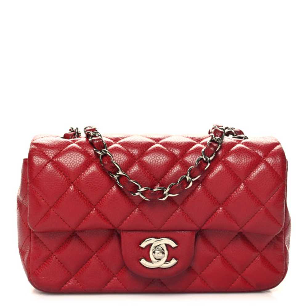 CHANEL Caviar Quilted Mini Rectangular Flap Red - image 1