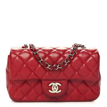 CHANEL Caviar Quilted Mini Rectangular Flap Red