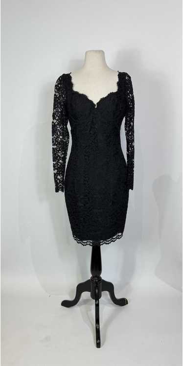 1990s Moda International Black Bustier Lace Dress