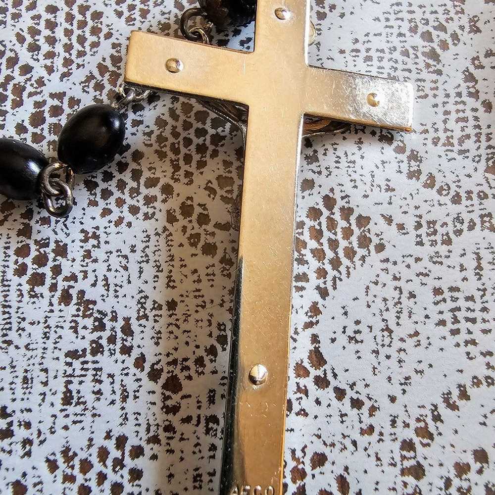 Vintage Rosary Sterling Silver Arco Black Necklac… - image 2