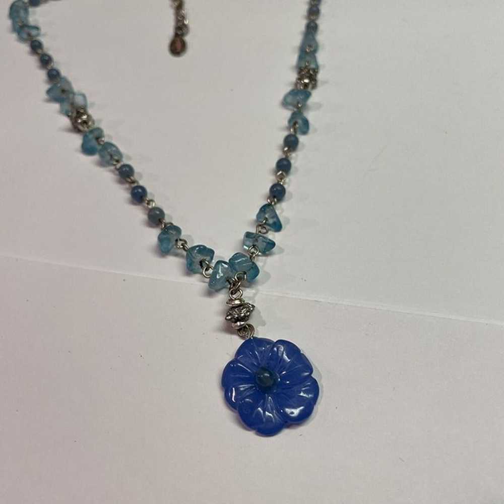 Ali Khan Signed Necklace Silver Tone Chain Blue C… - image 2