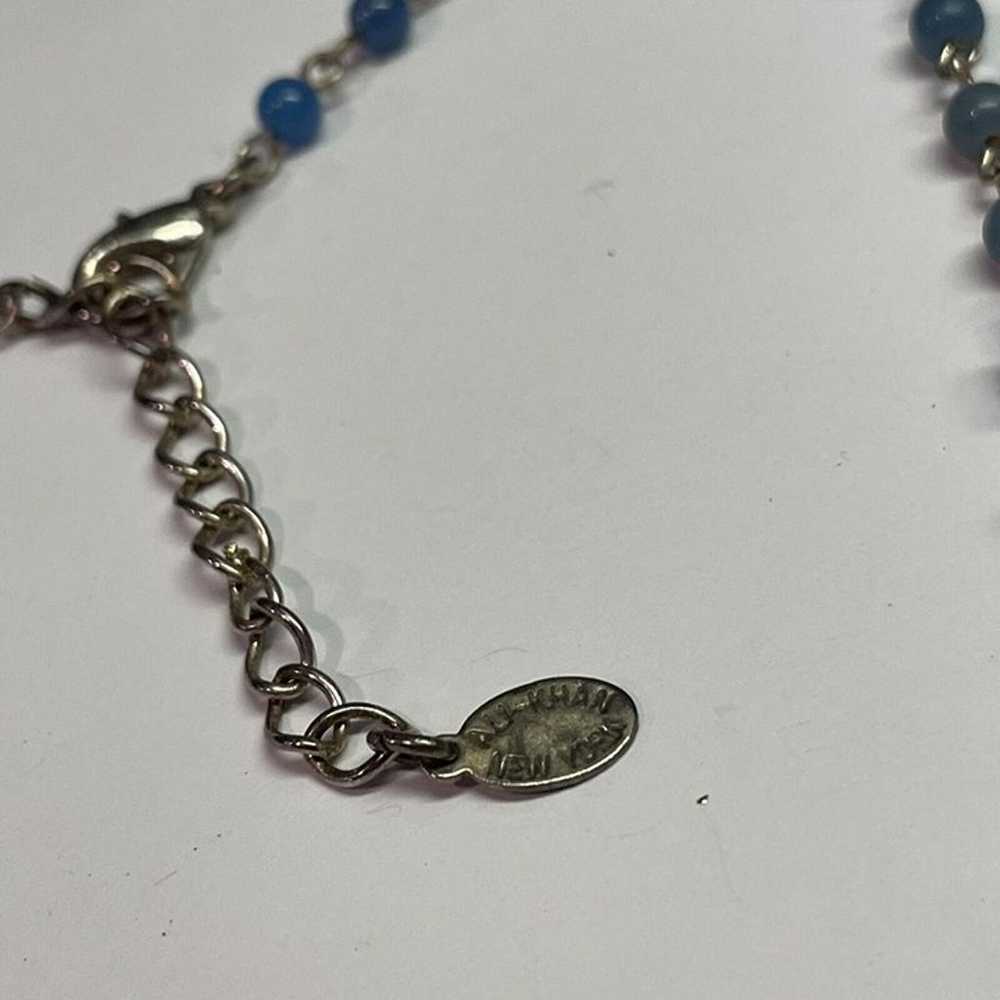 Ali Khan Signed Necklace Silver Tone Chain Blue C… - image 4