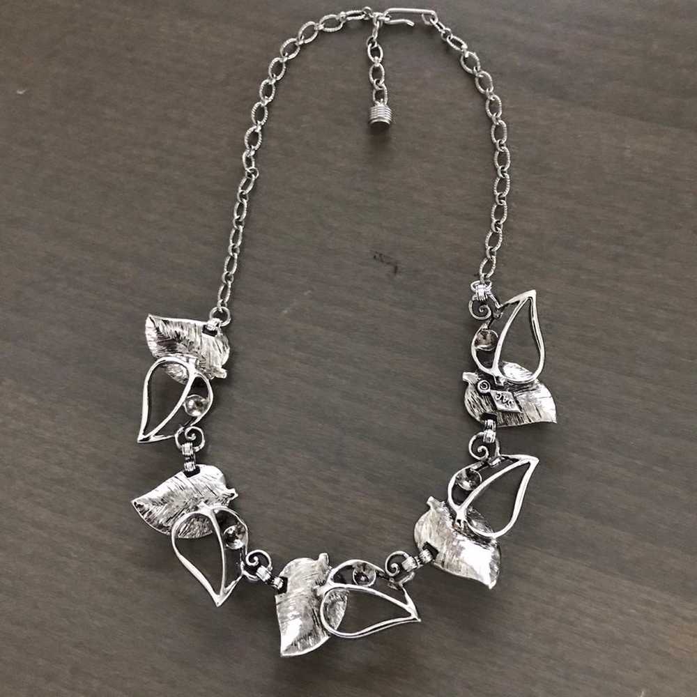 Vintage Sarah Coventry Open work Leaves Necklace … - image 5