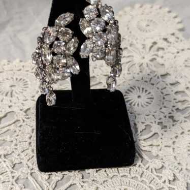 Vintage Art Deco Style Silver tone Clip-on Earrin… - image 1