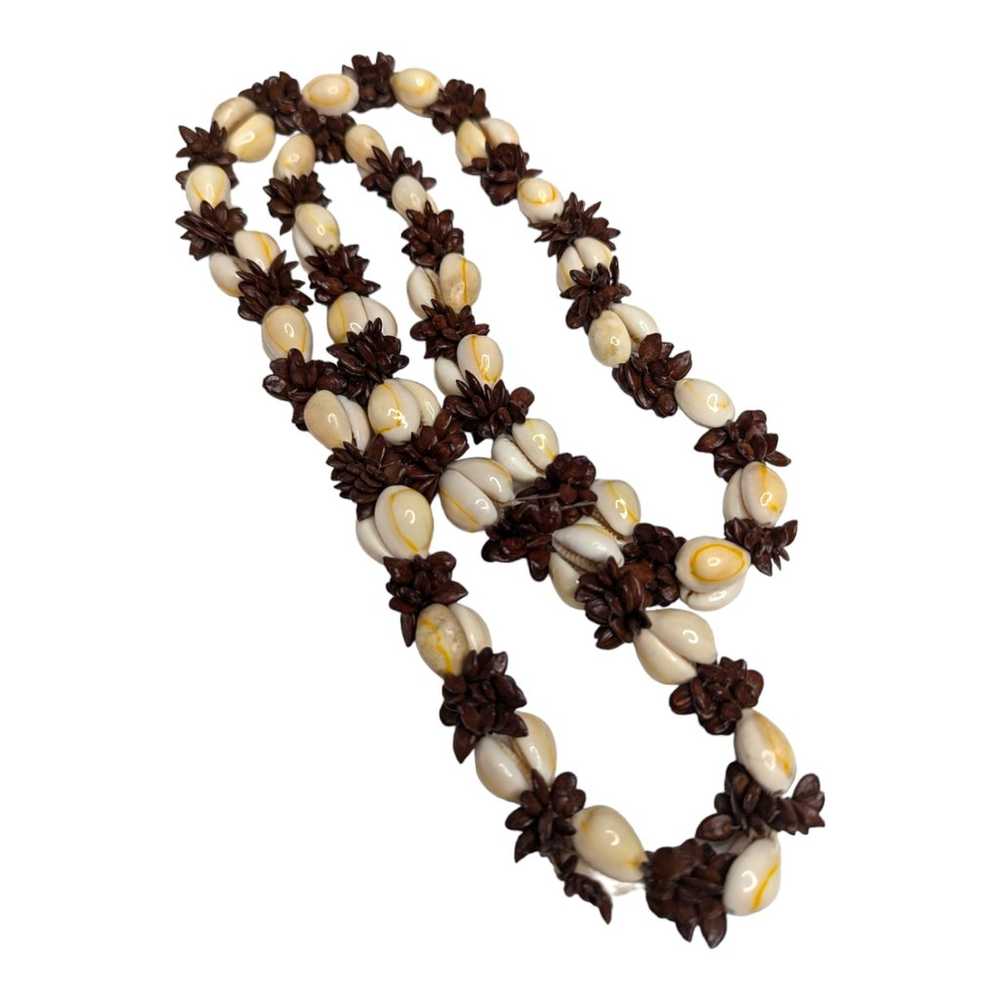 Hawaiian Cowrie Shell Lei Long Necklace Retro 70s… - image 2