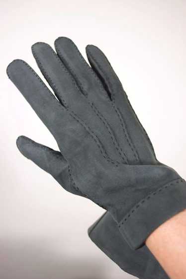 Deadstock gray suede mens gloves 1950s 60s size 8.