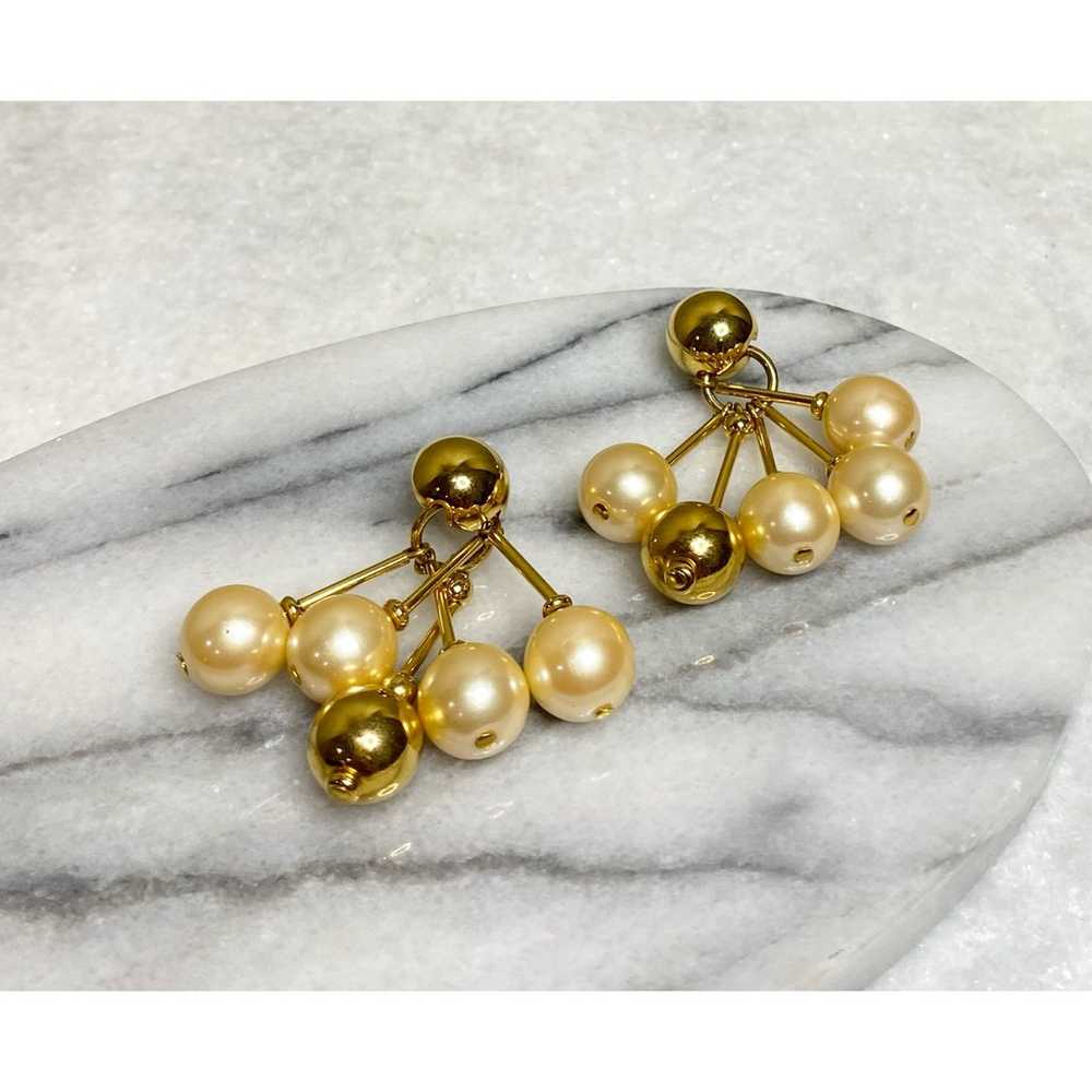 Vintage Gold Ball Pearl Chandelier Statement Earr… - image 1