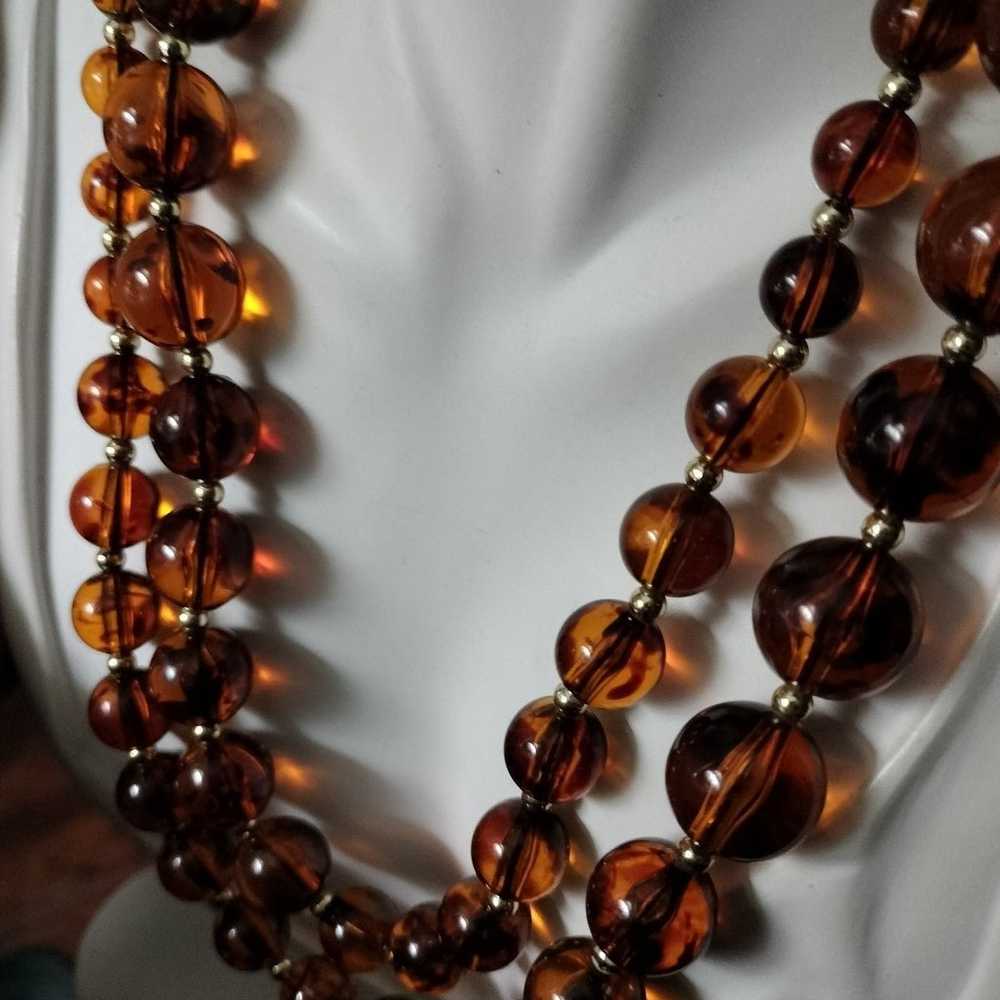 Vintage 36" Faux Amber Necklace - image 3