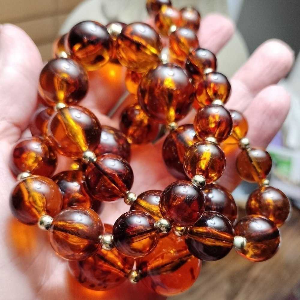 Vintage 36" Faux Amber Necklace - image 4