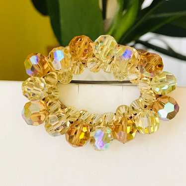 Vintage Amber Austrian Crystals Aurora Borealis G… - image 1