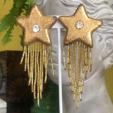 Vintage Gold Shooting Star Rhinestone Acrylic Lig… - image 1