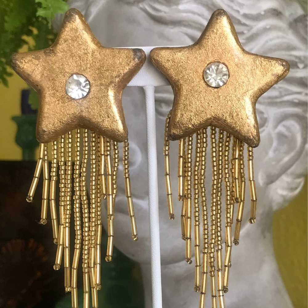 Vintage Gold Shooting Star Rhinestone Acrylic Lig… - image 2