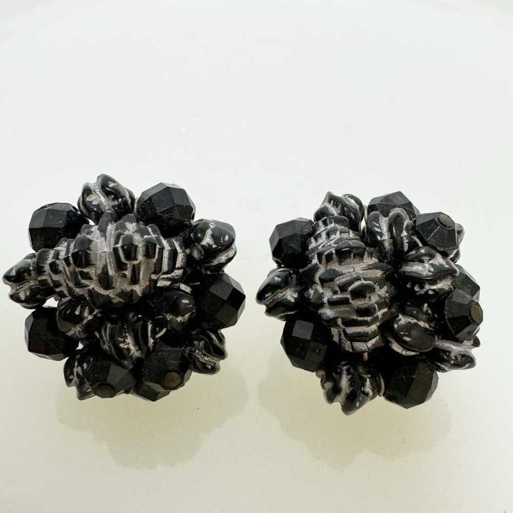 Vintage West Germany Clip On Earrings Round Black… - image 2