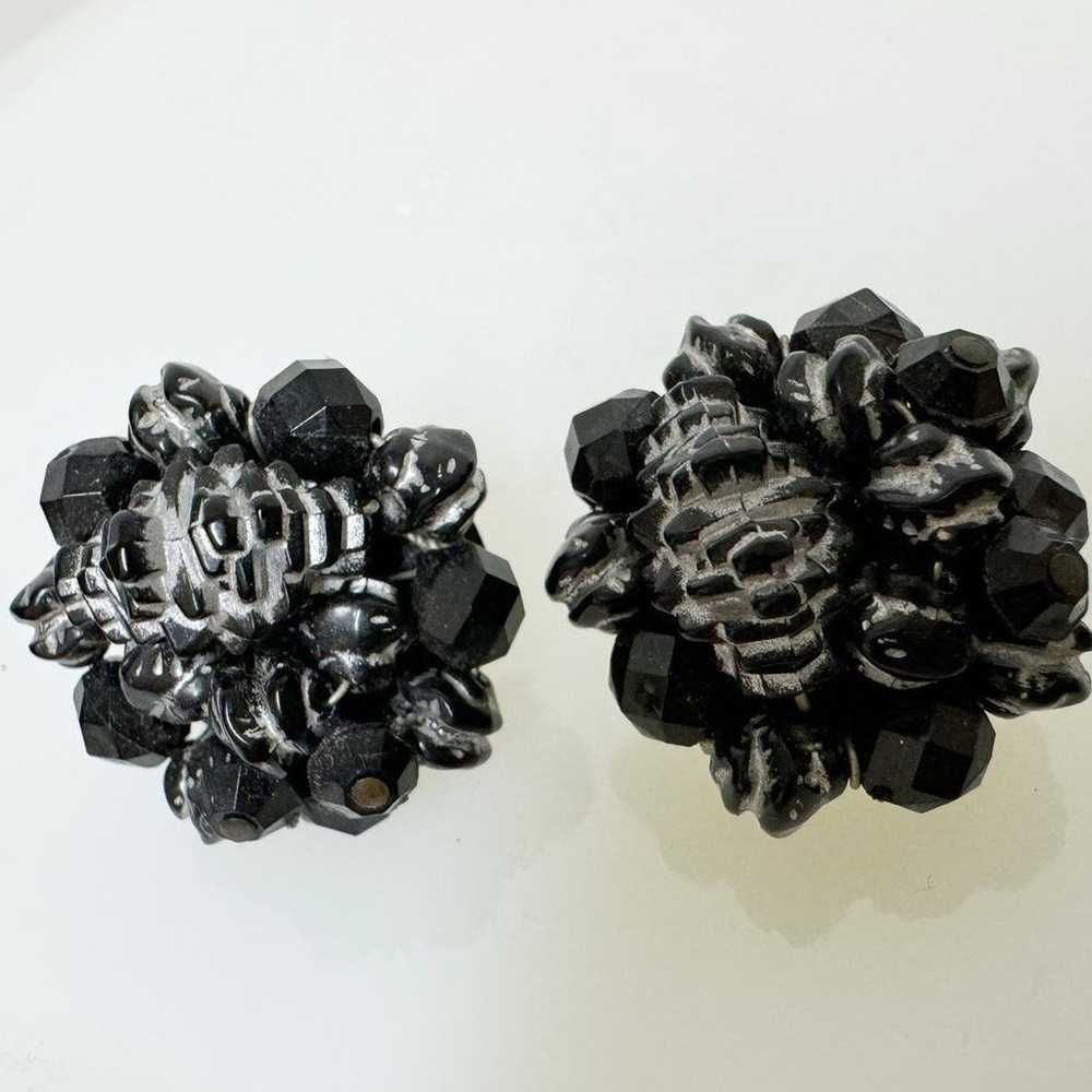 Vintage West Germany Clip On Earrings Round Black… - image 3