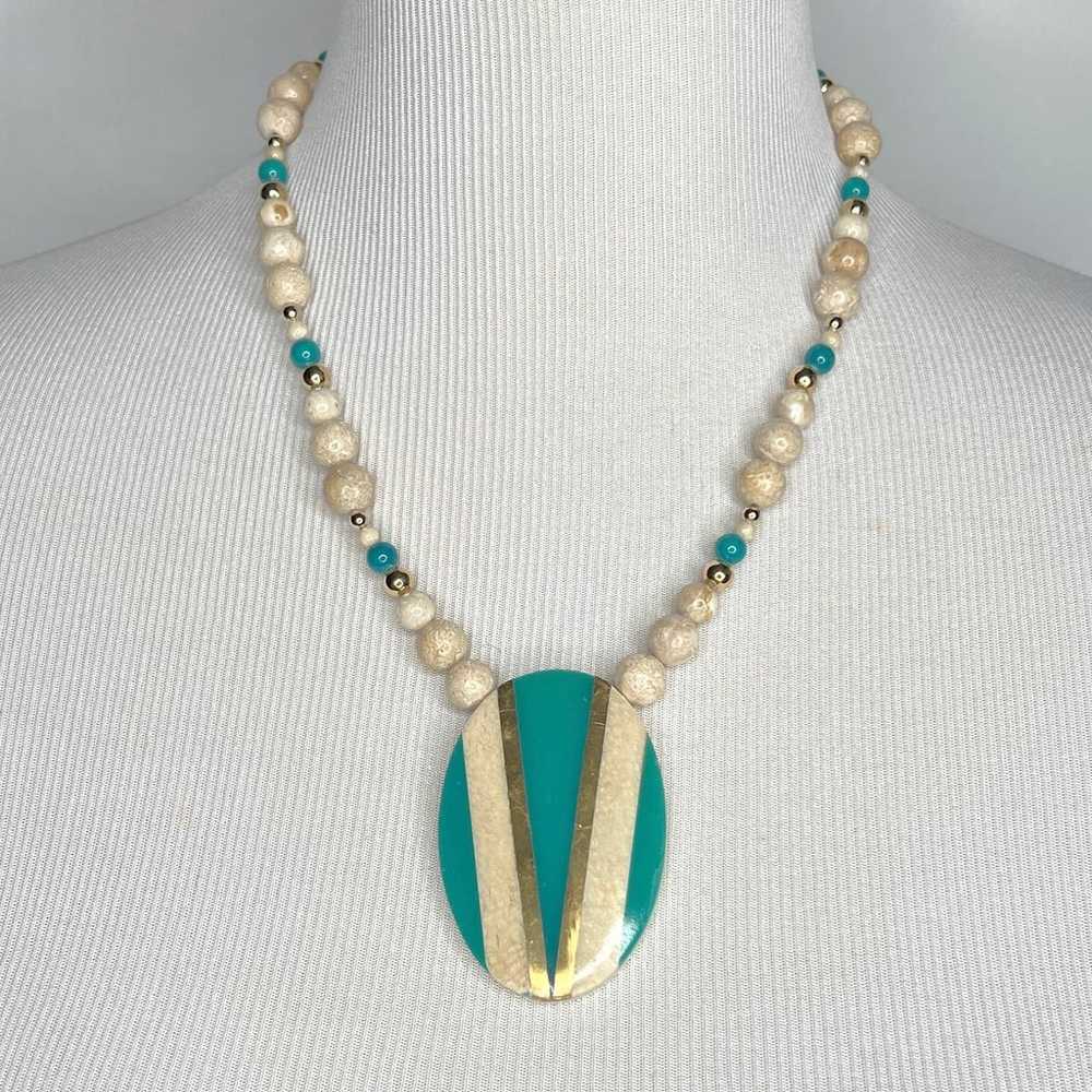 Karla Jordan Vintage Statement Pendant Bead Chain… - image 2