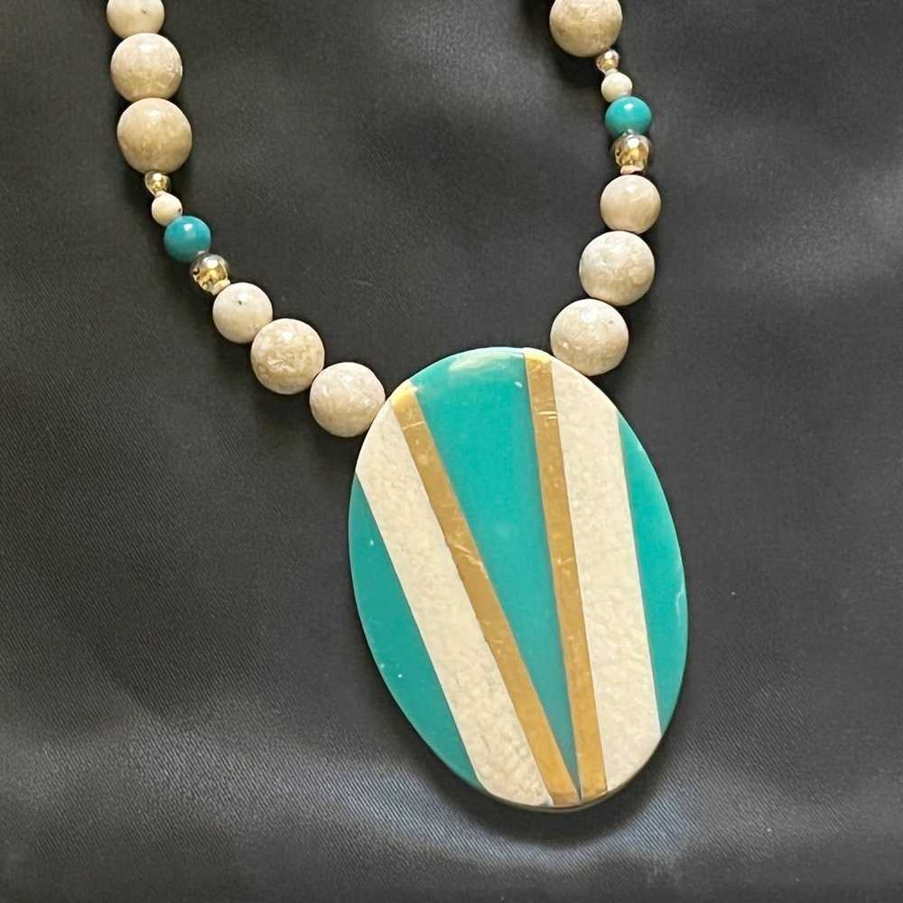 Karla Jordan Vintage Statement Pendant Bead Chain… - image 4