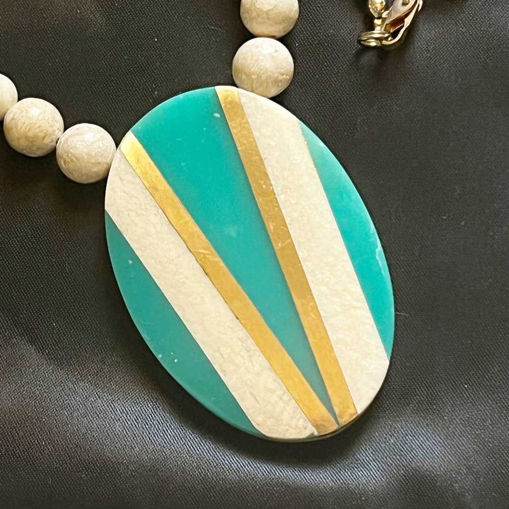 Karla Jordan Vintage Statement Pendant Bead Chain… - image 6