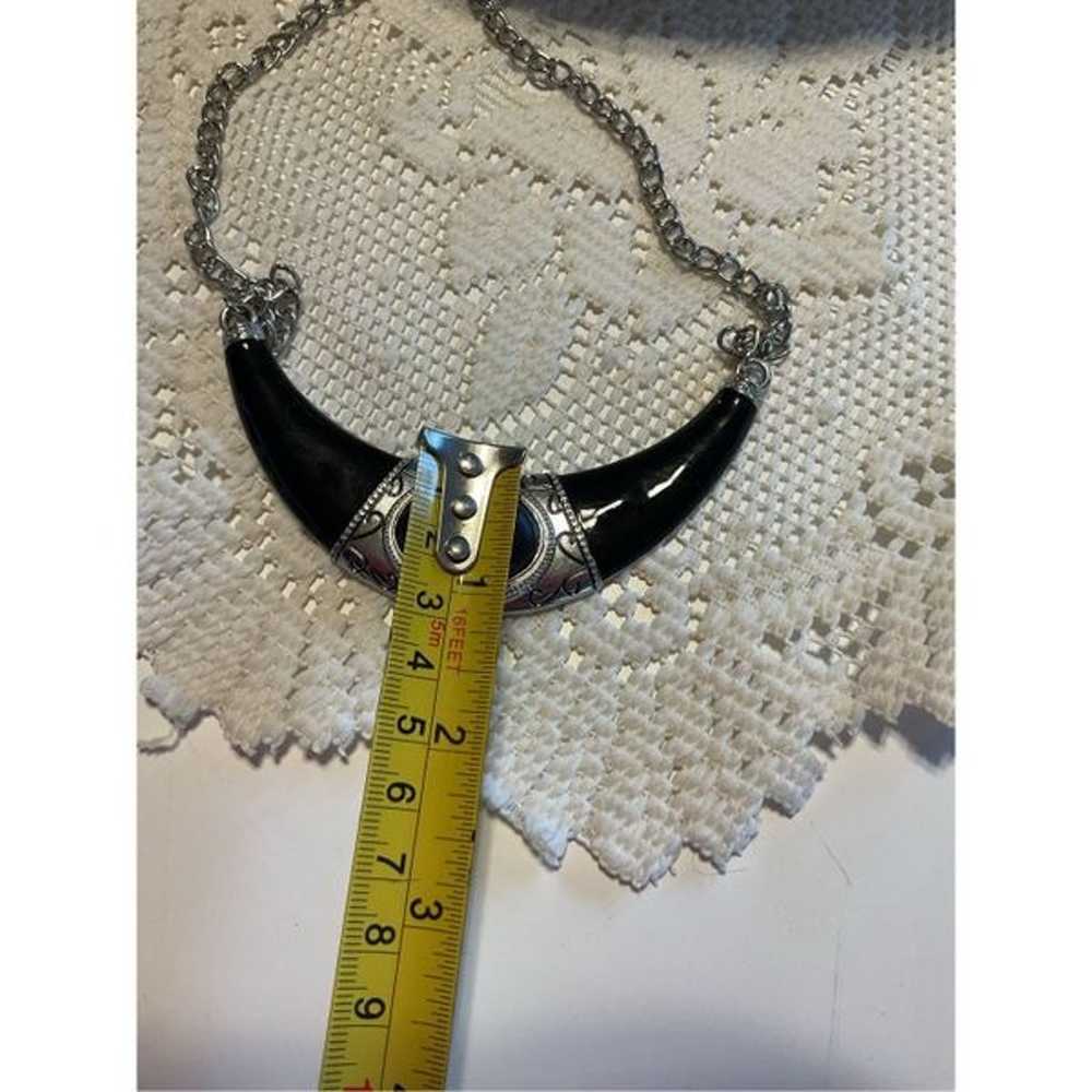 Vintage Boho Western Necklace Black & Silver - image 10