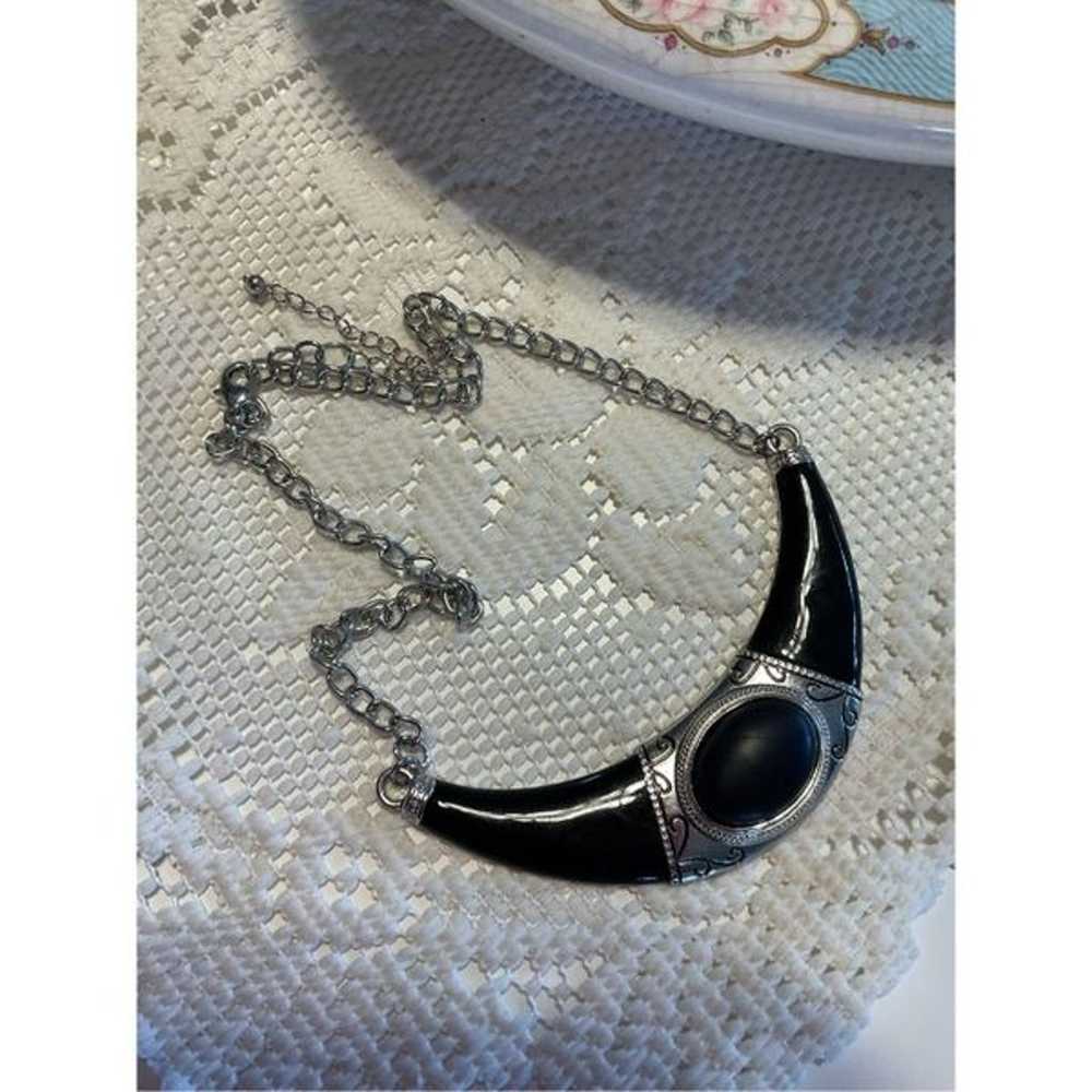 Vintage Boho Western Necklace Black & Silver - image 2