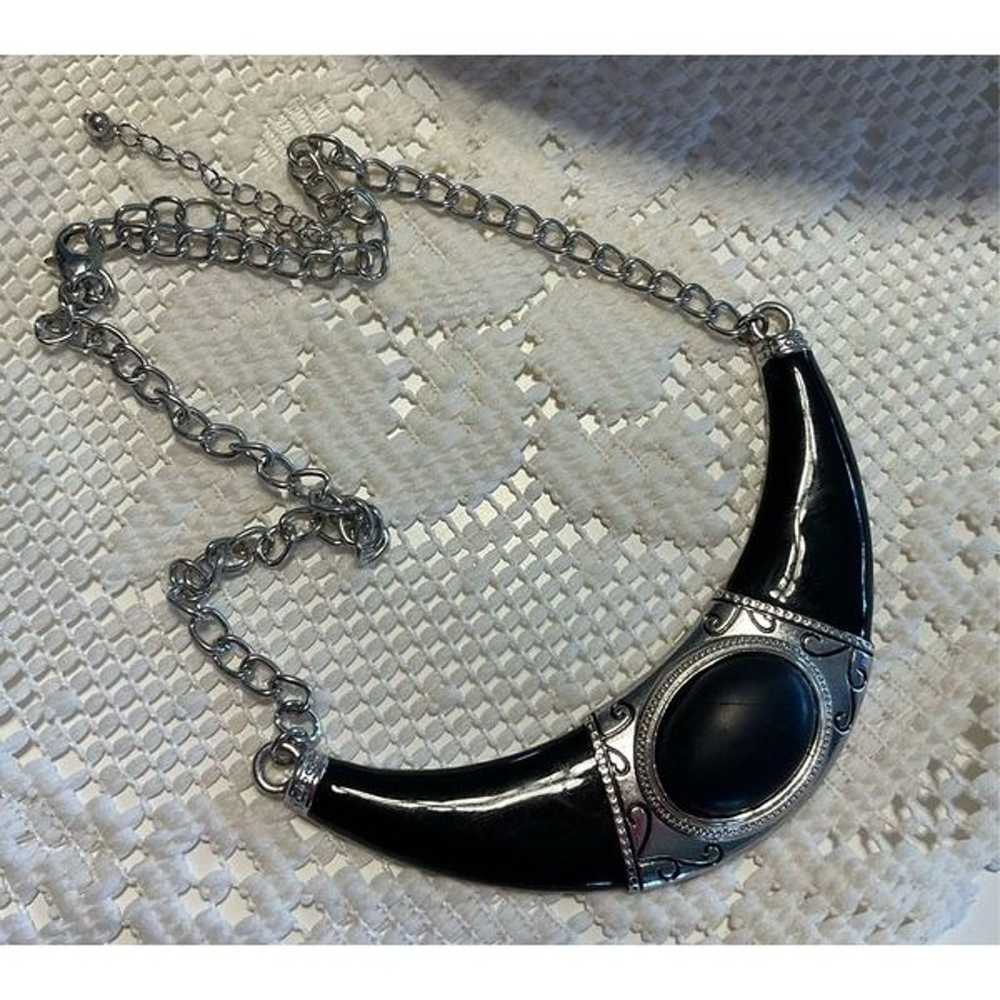 Vintage Boho Western Necklace Black & Silver - image 5